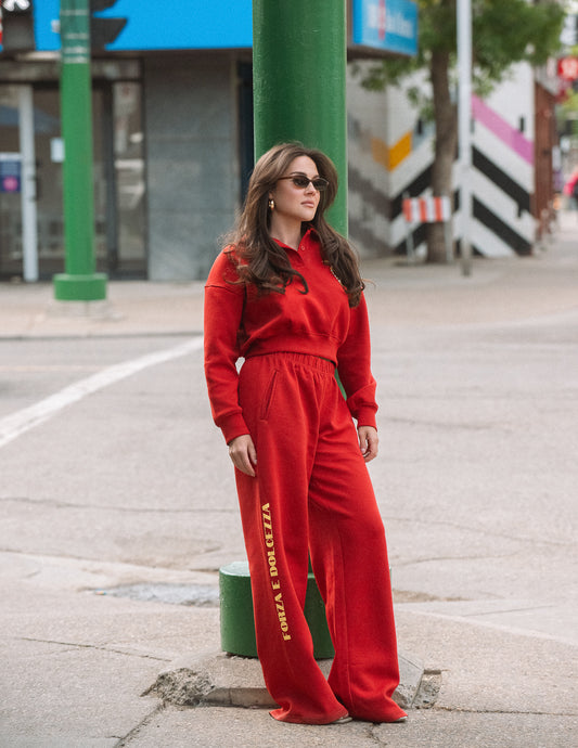 LUCIA WIDE-LEG SWEATPANTS - CHIANI RED
