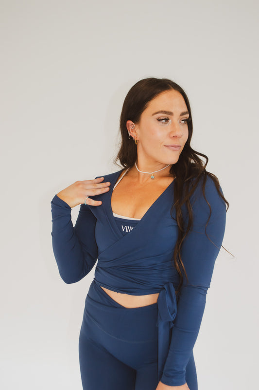 PAULA WRAP TOP - OLD MONEY NAVY