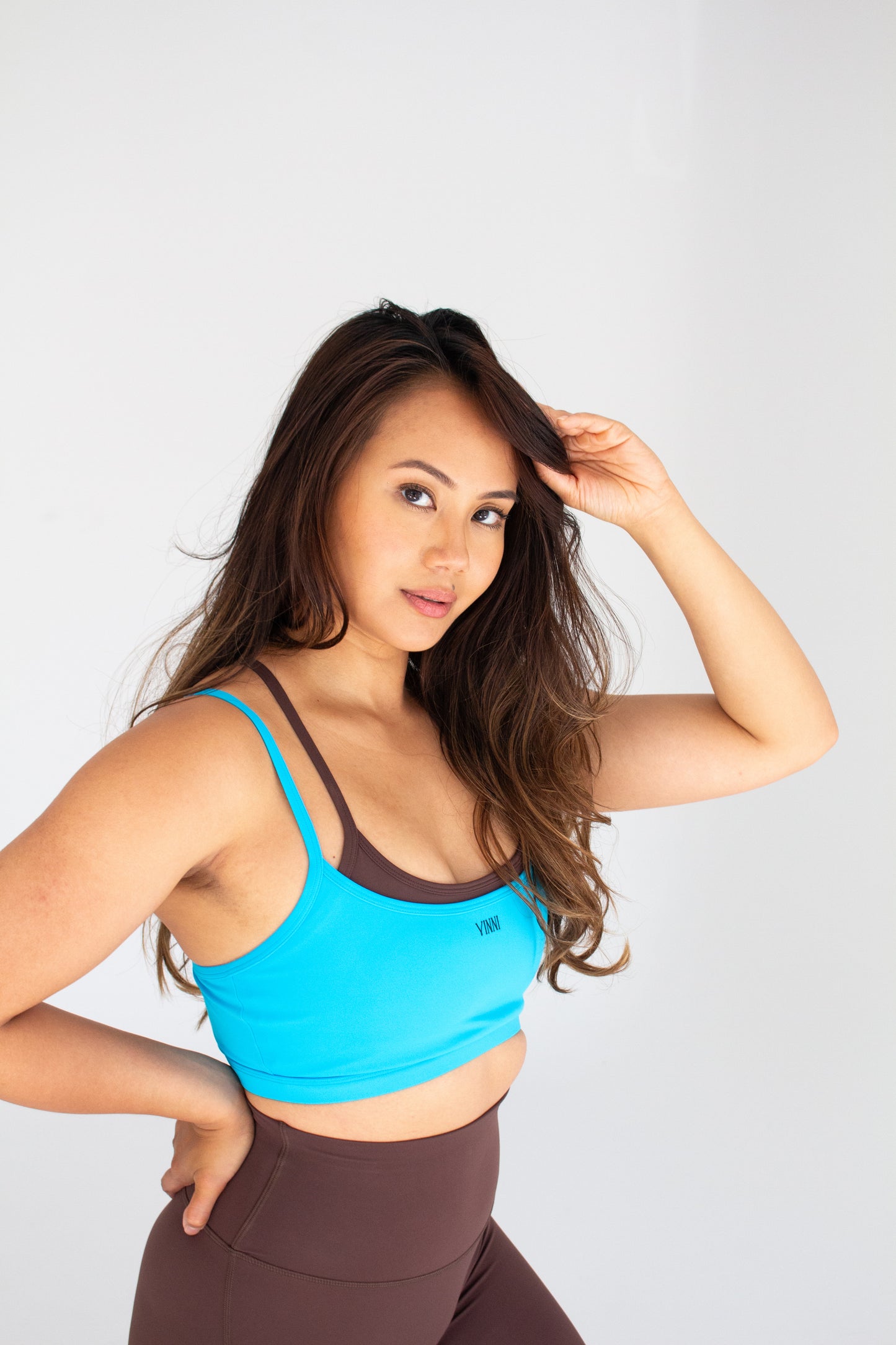 MAREN DOUBLE LAYER SPORTS BRA -SALTWATER + BRONZE