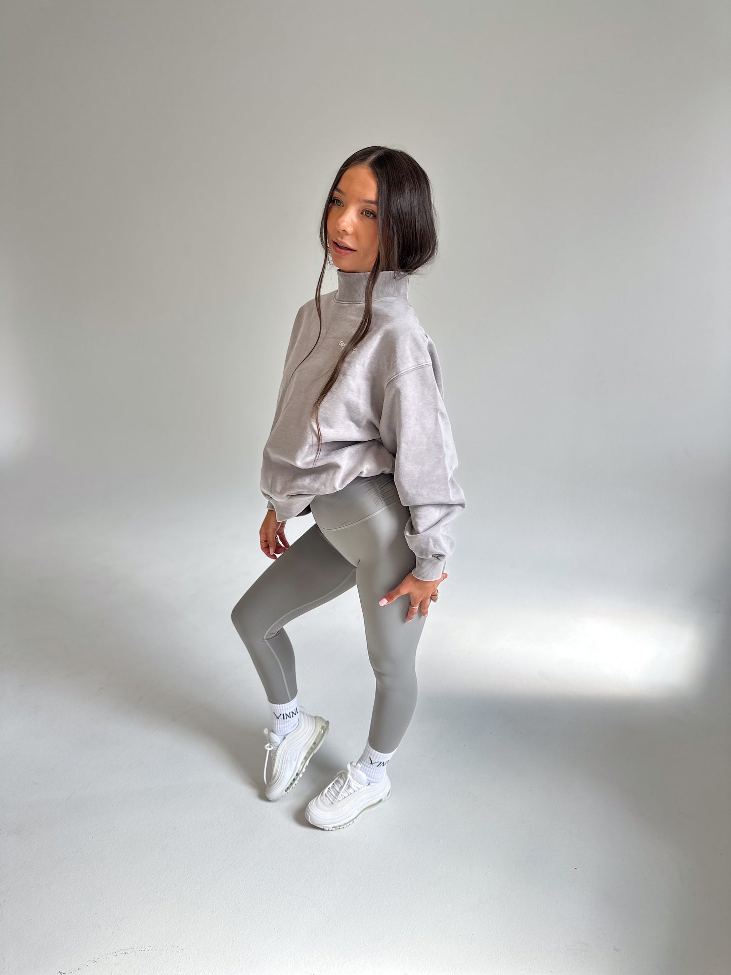 JOAN MOCK NECK SWEATER - GREY MIST