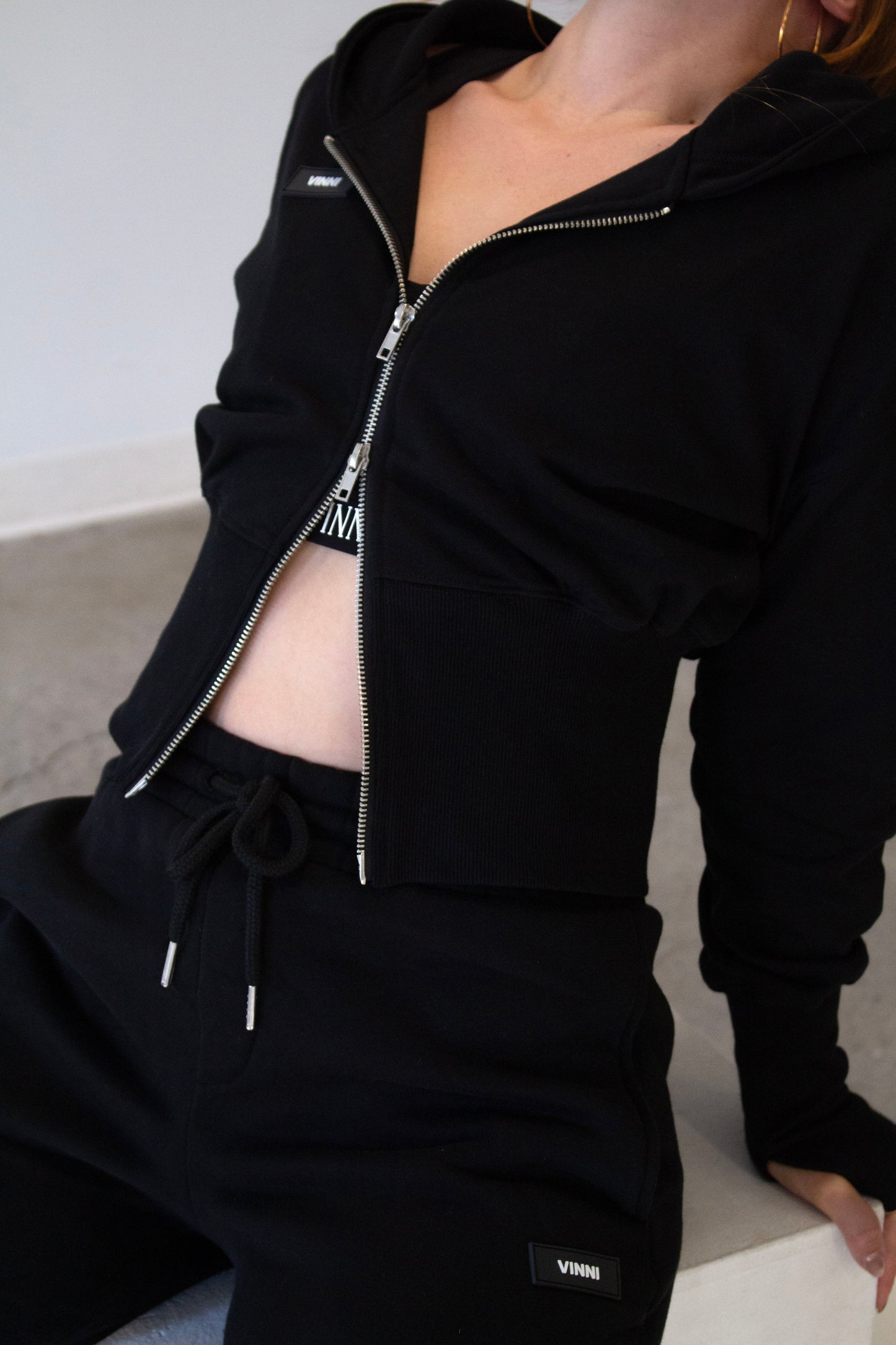 BECK ZIP UP SWEATER - JET BLACK