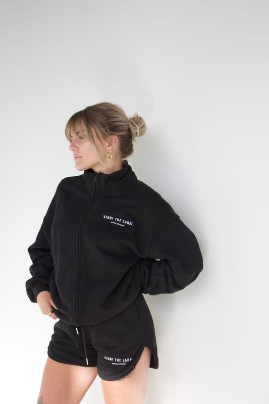 BILLIE HIGH-RISE SWEAT SHORTS - JET BLACK