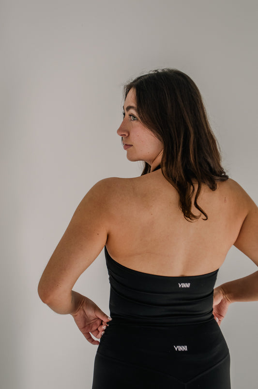 KAYLA WRAP HALTER - JET BLACK