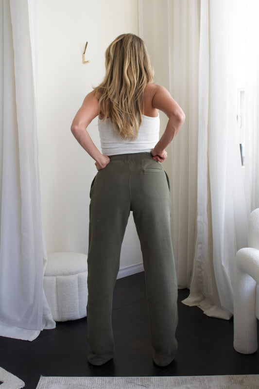 GEORGIA STRAIGHT LEG SWEATS - MOSS