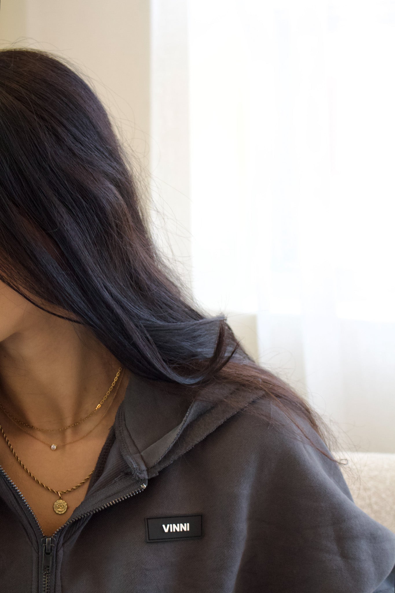 SAVANNAH ZIP CROP SWEATER - SLATE