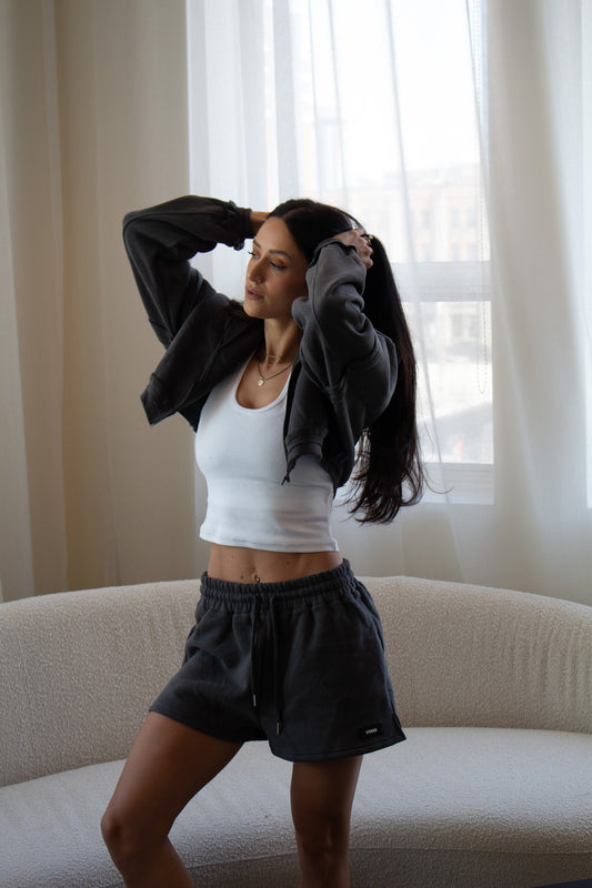 SOPHIA SWEAT SHORTS - SLATE