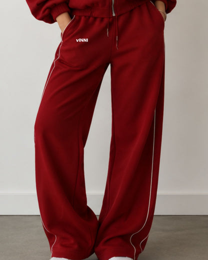 TANYA STRIPE SWEATS - FIRESIDE RED