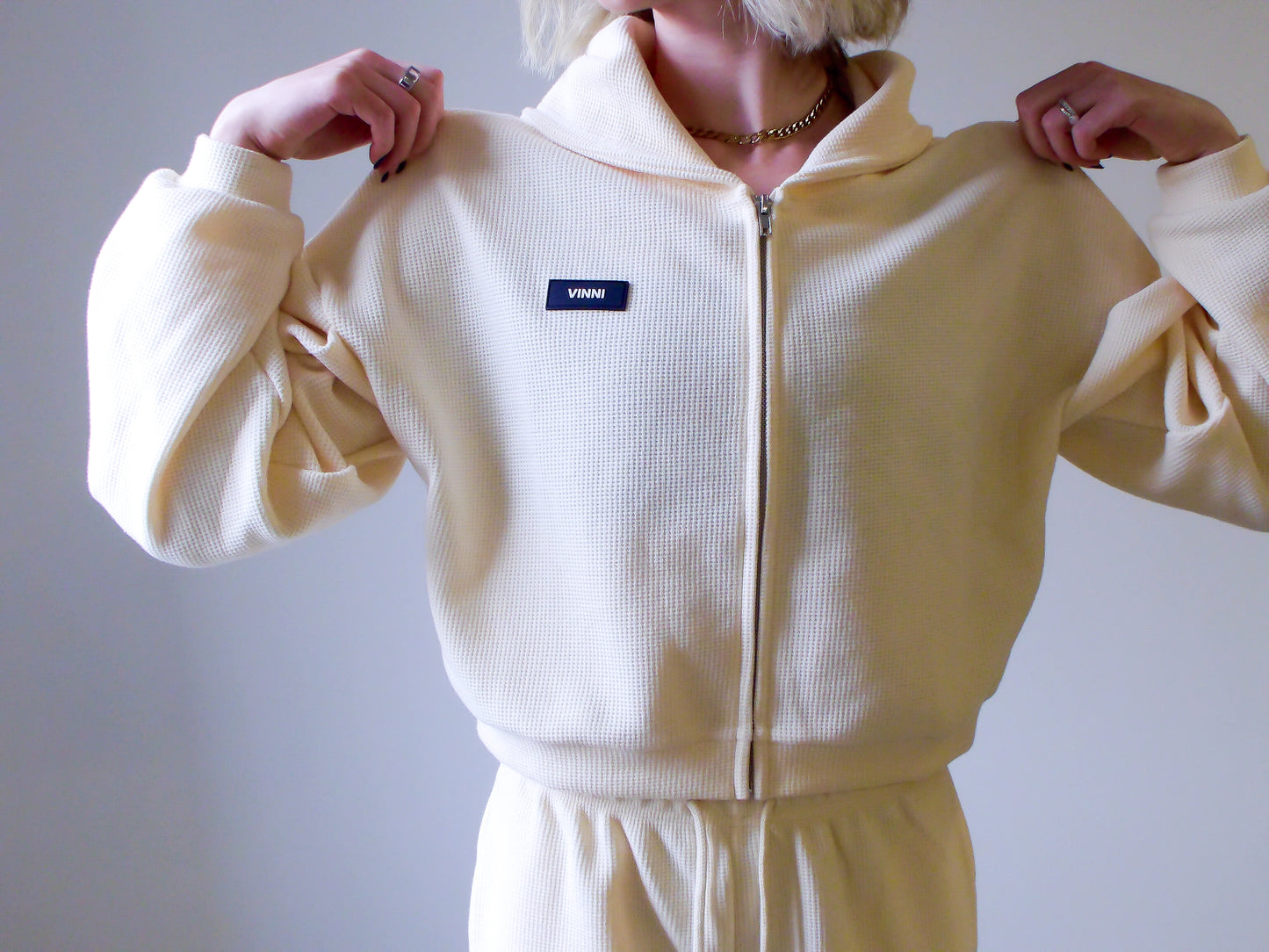 EDITH WAFFLE ZIP UP - WHIPPED BUTTER