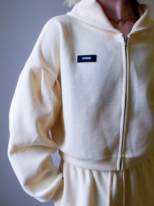 EDITH WAFFLE ZIP UP - WHIPPED BUTTER