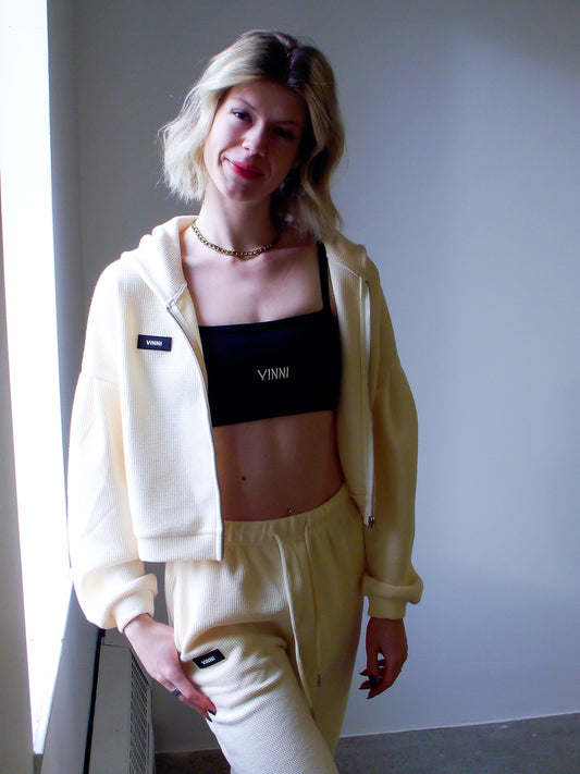 EDITH WAFFLE ZIP UP - WHIPPED BUTTER