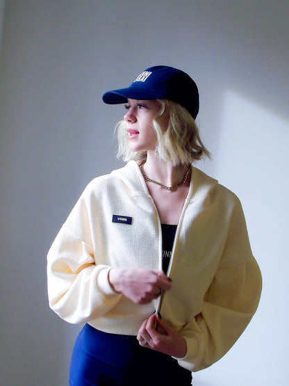 EDITH WAFFLE ZIP UP - WHIPPED BUTTER
