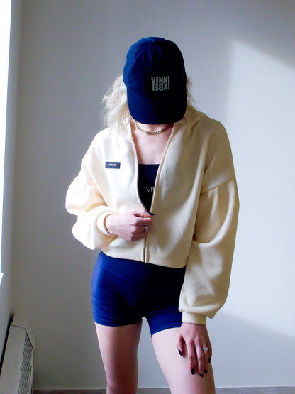 EDITH WAFFLE ZIP UP - WHIPPED BUTTER