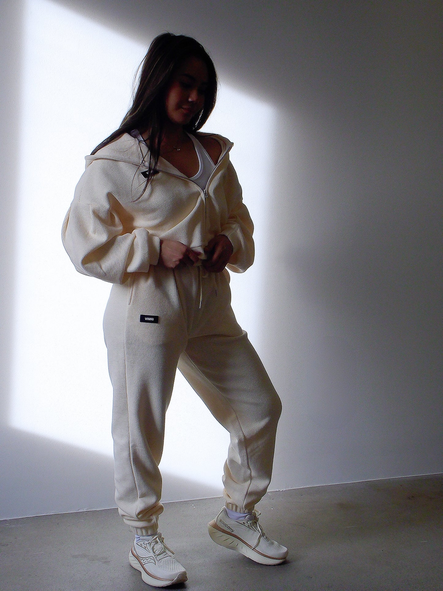 EDITH WAFFLE ZIP UP - WHIPPED BUTTER