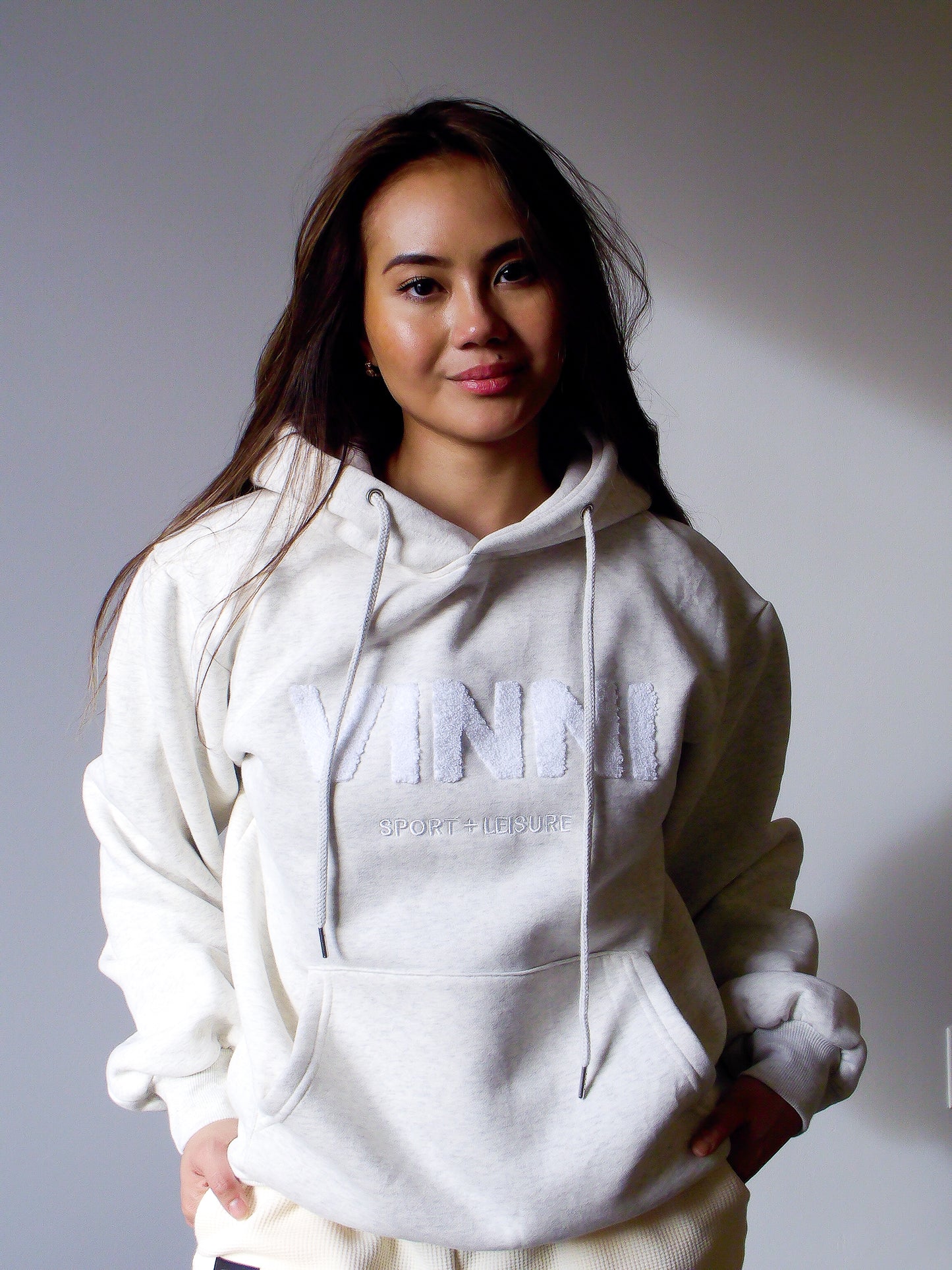 EMILY SOFT PRINT HOODIE - SOFT STONE