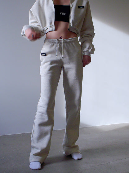 SAVANNAH ZIP CROP SWEATER - SOFT STONE