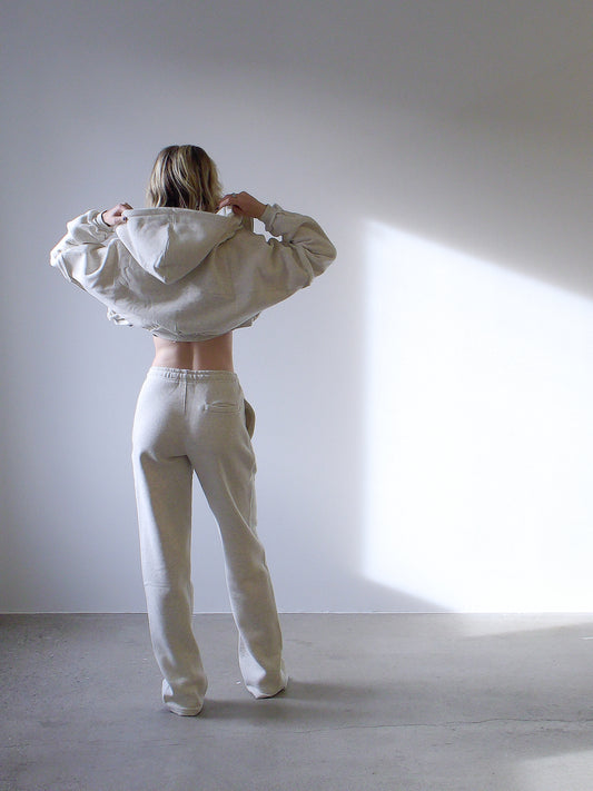 SAVANNAH ZIP CROP SWEATER - SOFT STONE