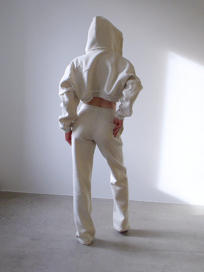 SAVANNAH ZIP CROP SWEATER - SOFT STONE