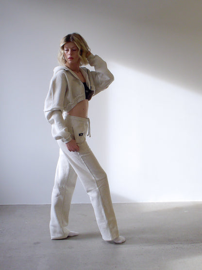 SAVANNAH ZIP CROP SWEATER - SOFT STONE