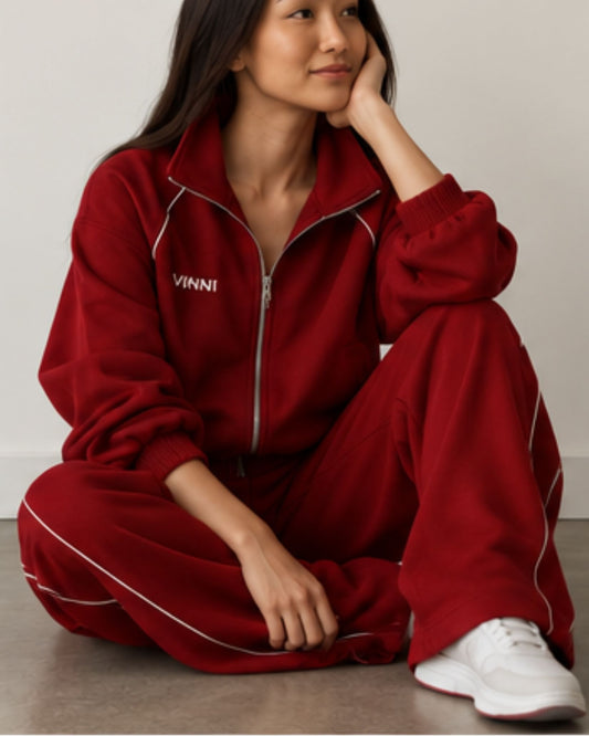 JUDY STRIPE ZIP - FIRESIDE RED