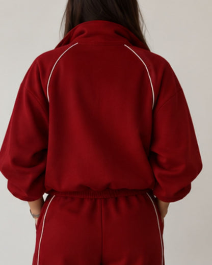 JUDY STRIPE ZIP - FIRESIDE RED