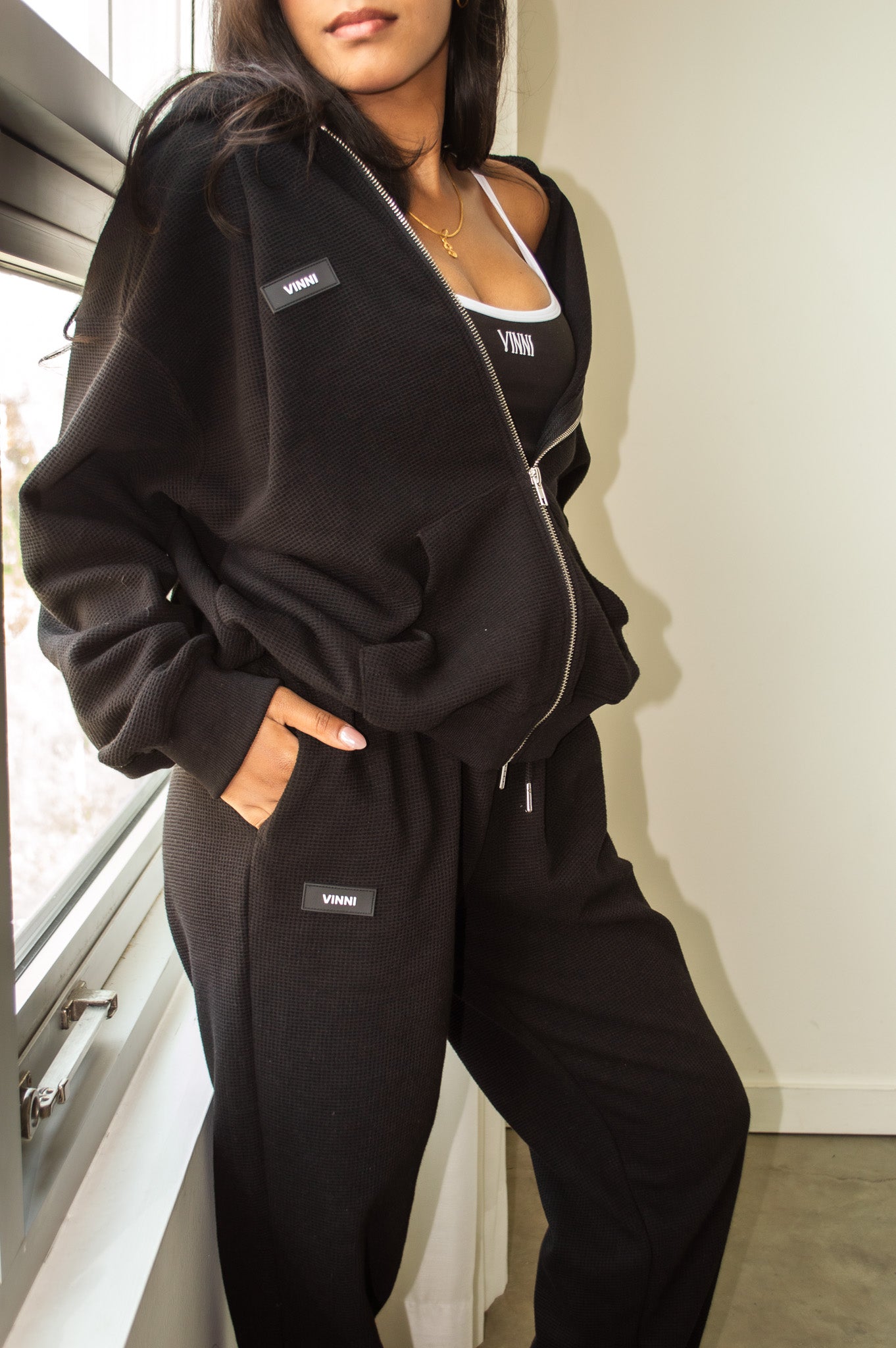 KINSLEY WAFFLE ZIP - LETTERMAN BLACK