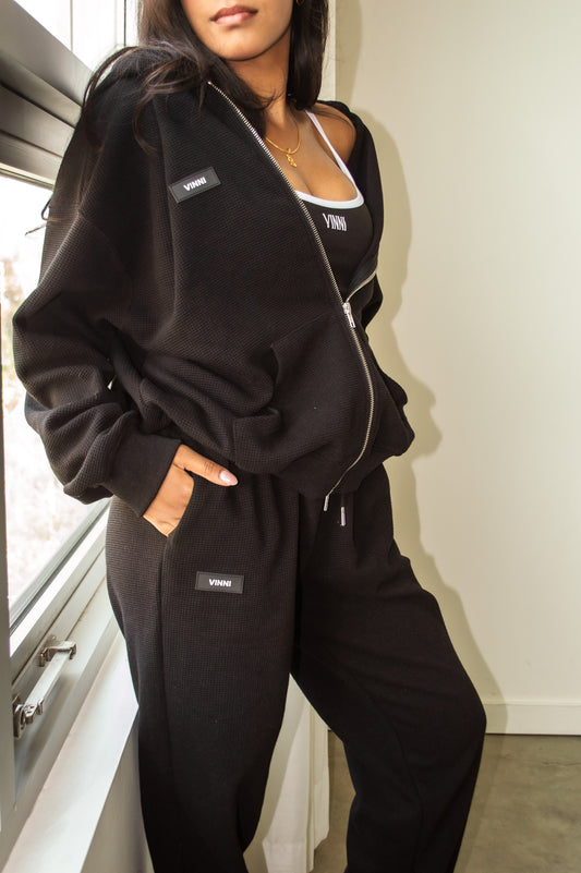 KINSLEY WAFFLE ZIP - LETTERMAN BLACK