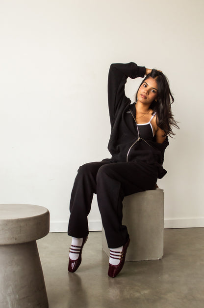 KINSLEY WAFFLE ZIP - LETTERMAN BLACK