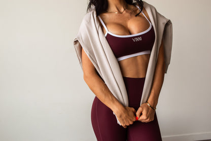 RITA CONTRAST SPORTS BRA - HERITAGE MERLOT