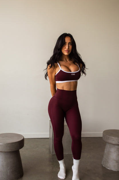 RITA CONTRAST SPORTS BRA - HERITAGE MERLOT
