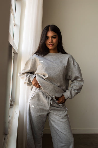 TANYA STRIPE SWEATS - ACADEMY GREY
