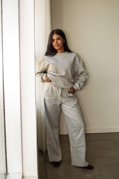 TANYA STRIPE SWEATS - ACADEMY GREY