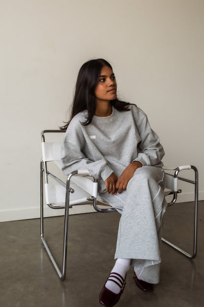 TANYA STRIPE SWEATS - ACADEMY GREY