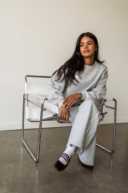 TANYA STRIPE SWEATS - ACADEMY GREY