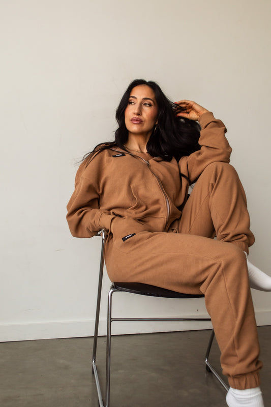 PATRICIA WAFFLE JOGGERS - CARAMEL LATTE