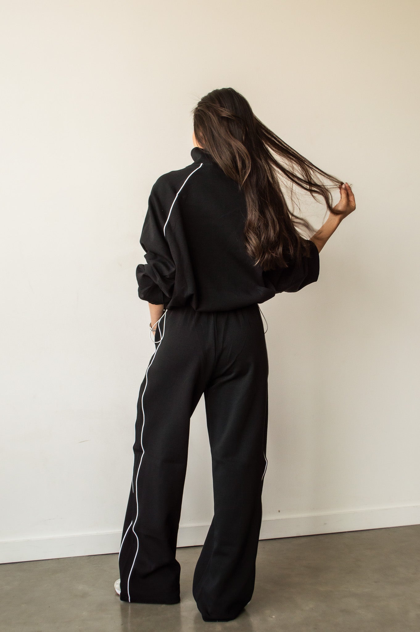 TANYA STRIPE SWEATS - LETTERMAN BLACK