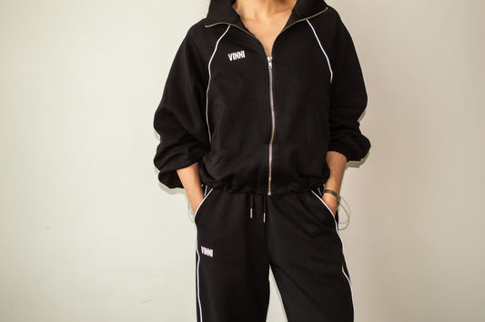 JUDY STRIPE ZIP - LETTERMAN BLACK