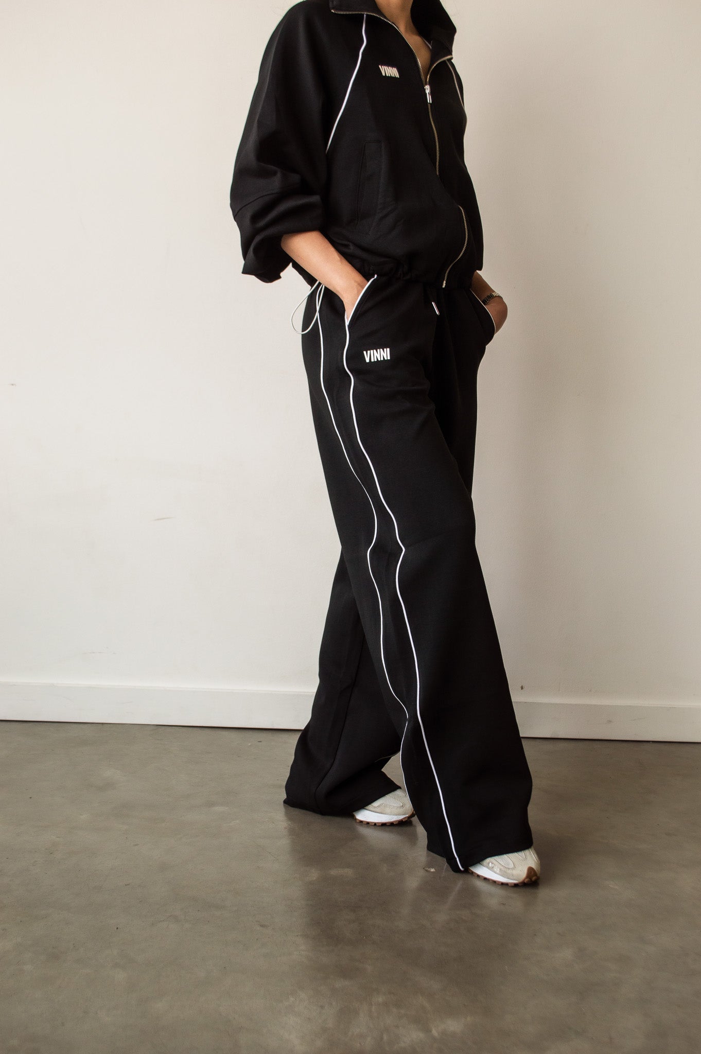 TANYA STRIPE SWEATS - LETTERMAN BLACK