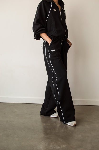 TANYA STRIPE SWEATS - LETTERMAN BLACK