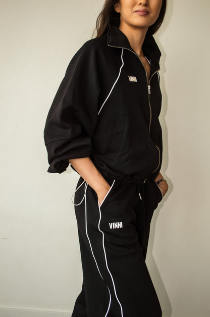 JUDY STRIPE ZIP - LETTERMAN BLACK