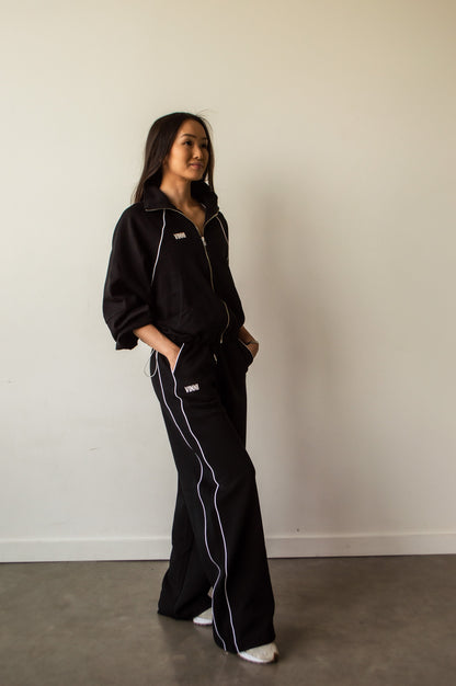 TANYA STRIPE SWEATS - LETTERMAN BLACK