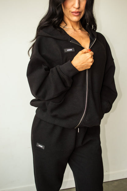 PATRICIA WAFFLE JOGGERS - LETTERMAN BLACK