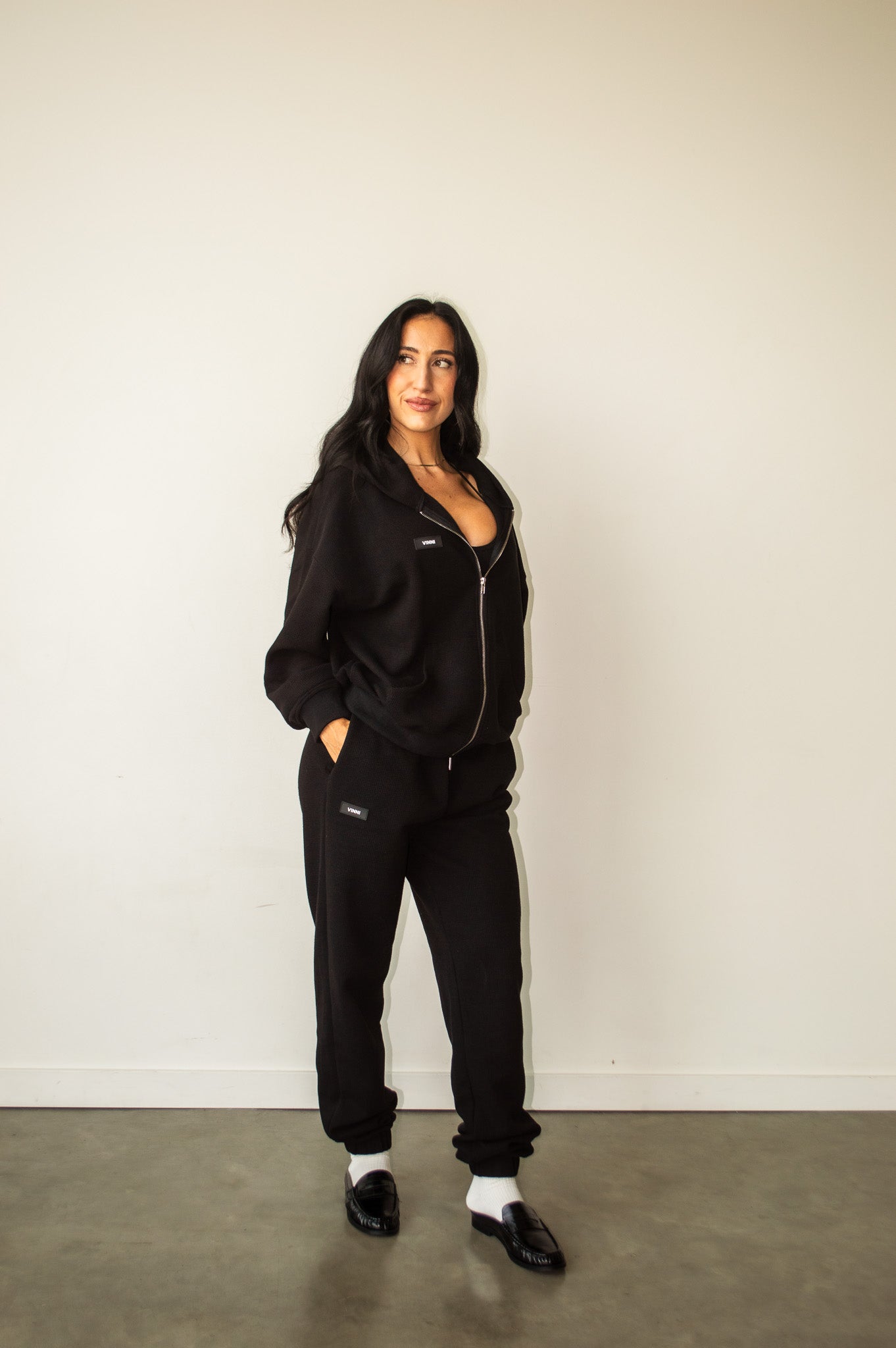 PATRICIA WAFFLE JOGGERS - LETTERMAN BLACK