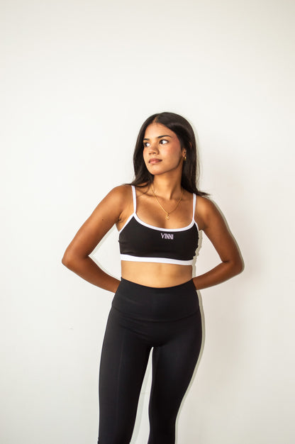 RITA CONTRAST SPORTS BRA - JET BLACK