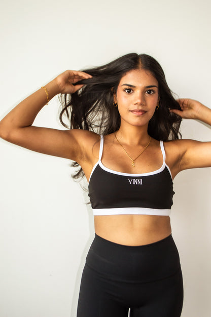 RITA CONTRAST SPORTS BRA - JET BLACK