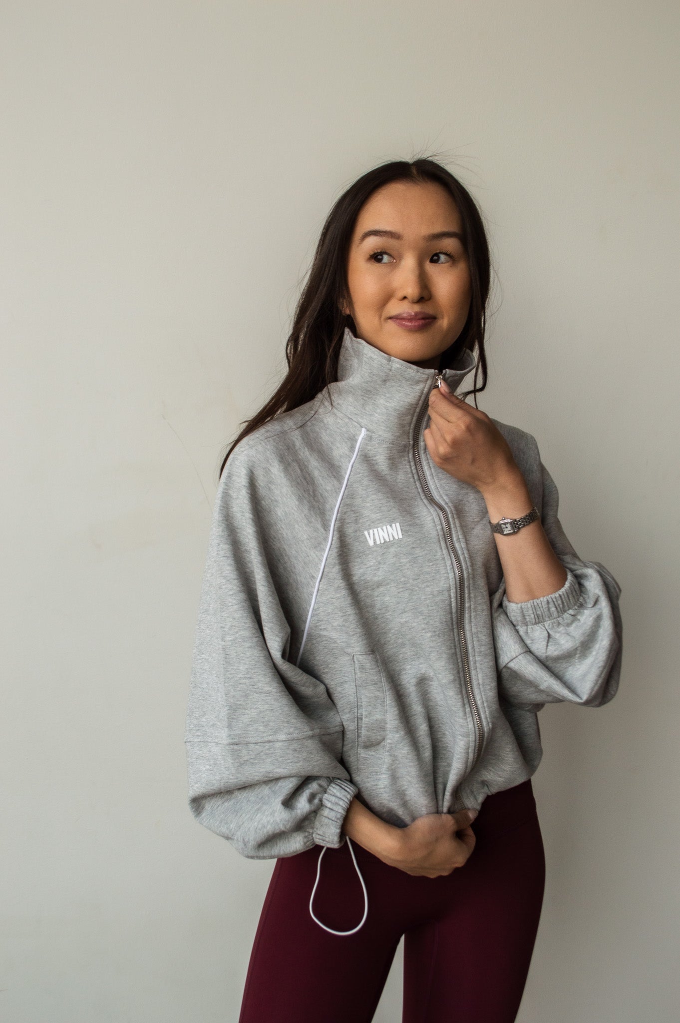 JUDY STRIPE ZIP - ACADEMY GREY