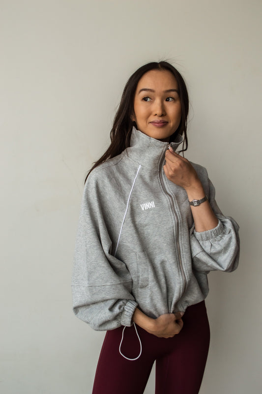 JUDY STRIPE ZIP - ACADEMY GREY
