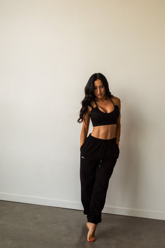 PATRICIA WAFFLE JOGGERS - LETTERMAN BLACK