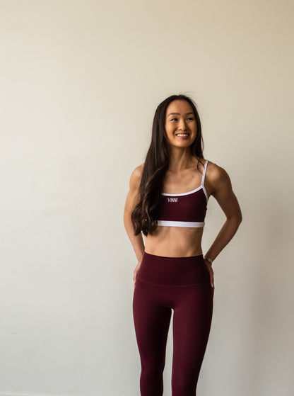 RITA CONTRAST SPORTS BRA - HERITAGE MERLOT