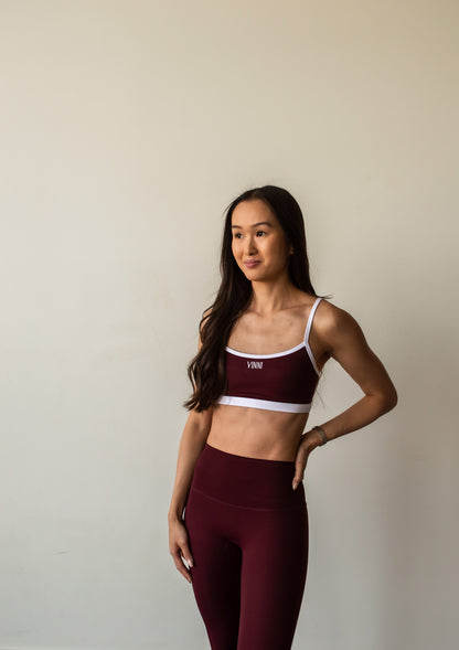 RITA CONTRAST SPORTS BRA - HERITAGE MERLOT