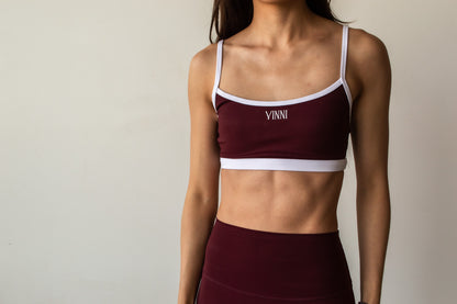RITA CONTRAST SPORTS BRA - HERITAGE MERLOT